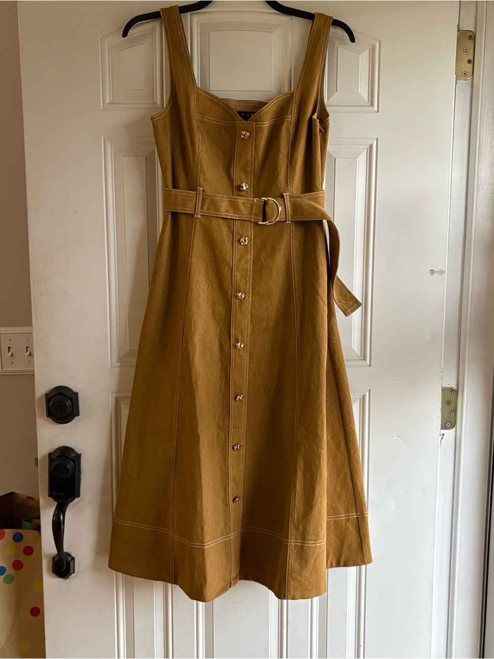 Lane 201 Women’s Mustard Belted Button-Front Dress